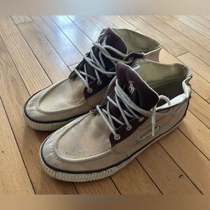 GC 7/10 Polo Ralph Lauren Denton Men's Canvas High-Top Casual Shoes SZ 9.5!!
